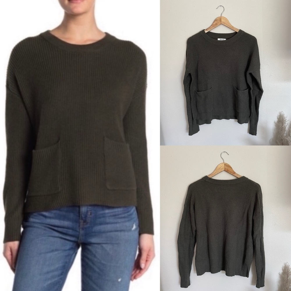 Madewell | Patch Pocket Pullover Sweater Wisteria Green